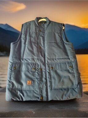 🆒Cool Choice Men’s XL Blue Sherpa Lined Puffer Full Zip/Snap Front Outdoor Vest🔥